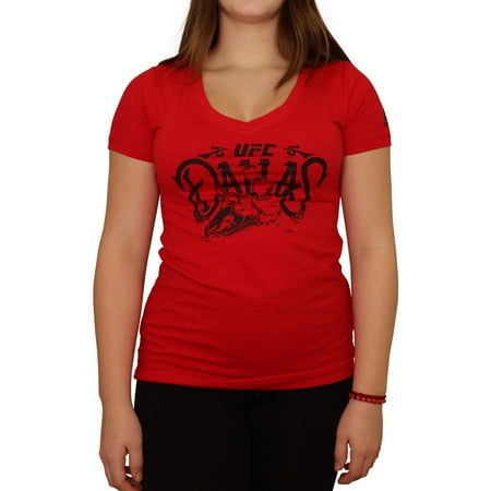 Reebok Womens UFC Dallas Graphic T-Shirt, Red, Small