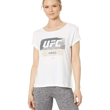 Reebok Womens UFC HRSD Graphic T-Shirt, White, Medium