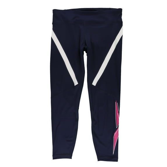 Reebok Womens Vector Logo Compression Athletic Pants, Blue, Small