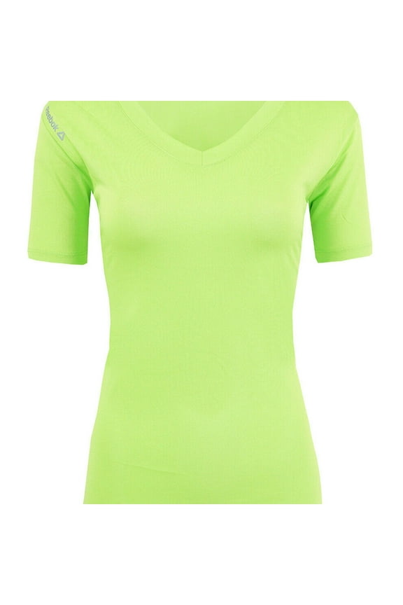 Womens Volt V-Neck Performance Basic T-Shirt, Green, X-Large