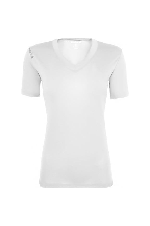 Womens Volt V-Neck Performance Basic T-Shirt, White, XX-Large