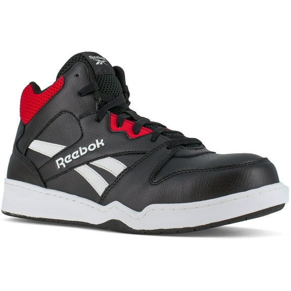 Reebok Work Men’s Slip Resistant Work Shoes High Top Athletic, Regular Black/Red, 10.5