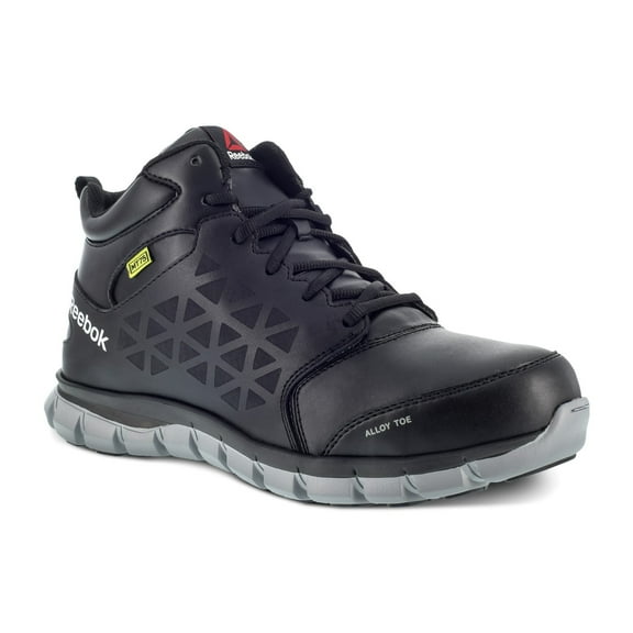 Reebok Work Men's Sublite Cushion Alloy Toe Internal Metatarsal Guard Athletic Mid Cut Work Shoe Black - RB4143