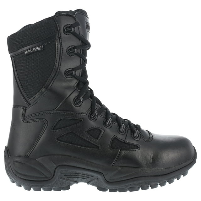 Reebok Work  Mens Rapid Response Rb 8 Inch Waterproof Soft Toe Eh Side Zip  Work Safety Shoes Casual