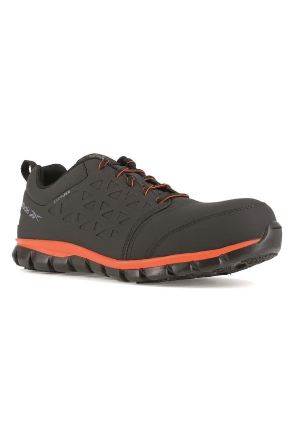 Reebok Men's Sublite Water Resistant Comp Toe Athletic Work Shoes Black/Orange 16D (Medium)