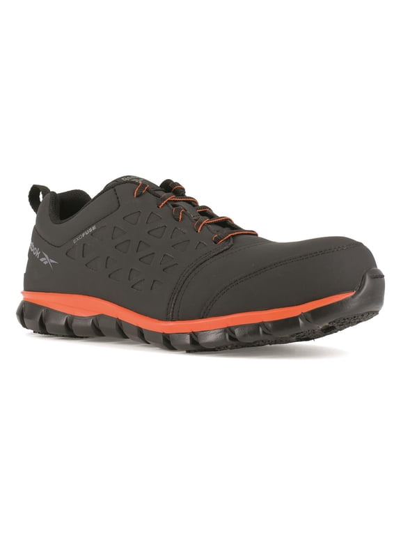 Men's Sublite Water Resistant Comp Toe Athletic Work Shoes Black/Orange 7 2E (Wide)