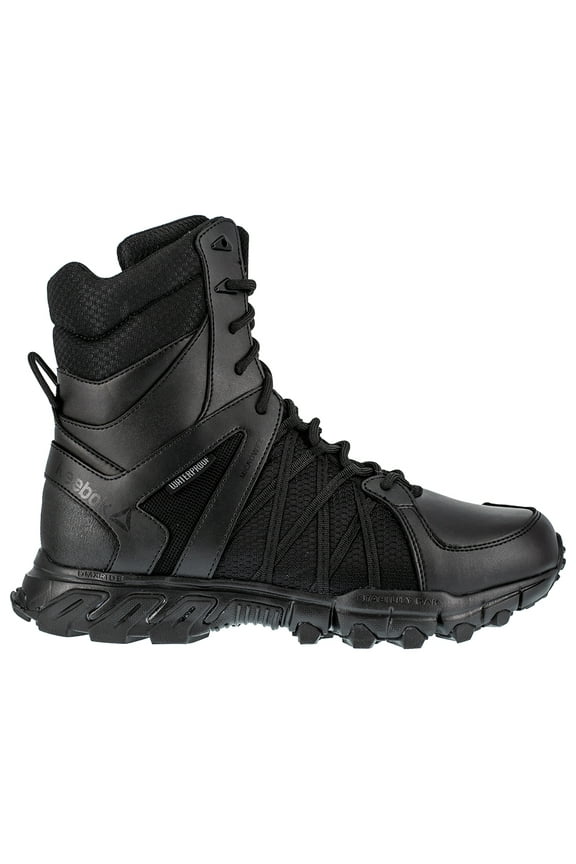 Men's 8" Trailgrip Tactical Soft Toe Waterproof Insulated Work Boot with Side Zipper Black - RB3455