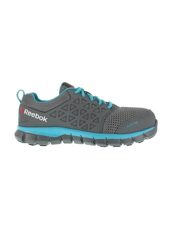 Reebok Sublite Cushion Womens Aluminum Toe Static-Dissipative Athletic Work Shoe, Turquoise Grey, Size 4(W)
