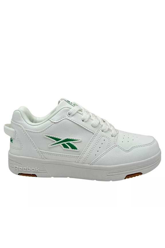 Youth Boy's Athletic Leather Sneakers Size 1Y White/Green Lace up Shoes