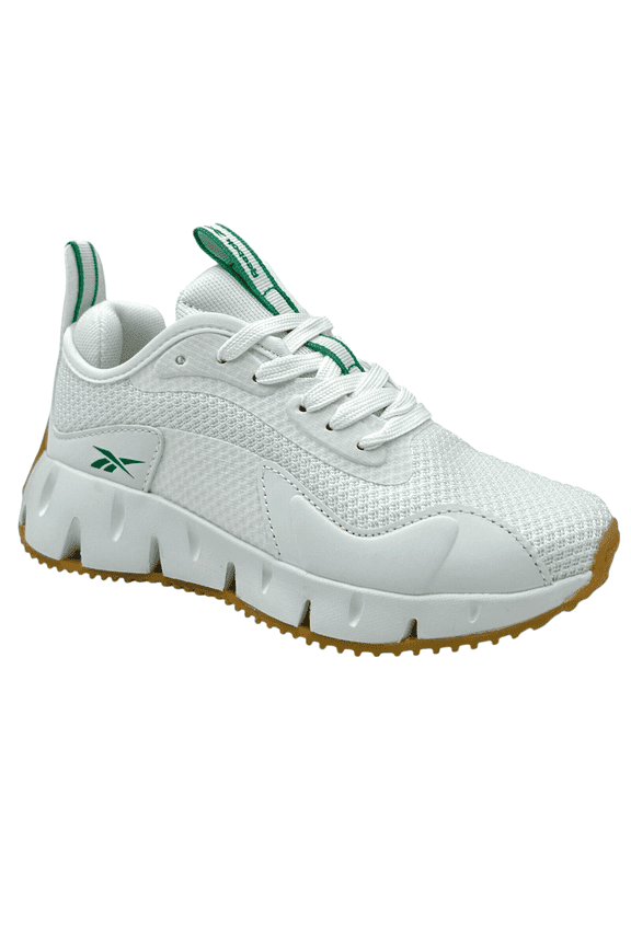 Zig Dynamica Youth Boy's Sneakers Size 1Y White/Brown Toe & Heel Bumpers