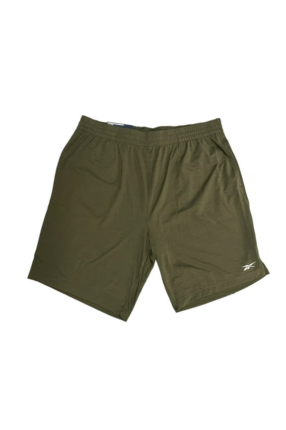 by Reebok Men's Speedwick Stretch Performance Knit Active Short, Pockets, Army Green, S