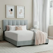 Reece Channel Stitched Upholstered Full Bed, Platinum, by Hillsdale Living Essentials