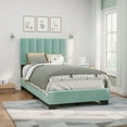 thumbnail image 1 of Reece Channel Stitched Upholstered Twin Bed, Caribbean Green, by Hillsdale Living Essentials, 1 of 21