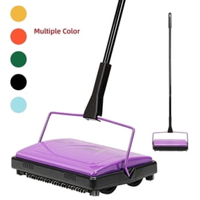 Reecoo Carpet Sweeper Manual for Floor Sweep with 600ml Dustbin Large Capacity, Non Electric, Purple