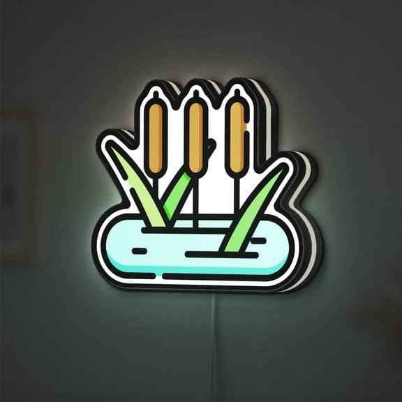Reed 3D Novelty Light Box for Nature Lovers, Lake House Decor and, Ideal for Botanical Enthusiasts (Height 16 inch, 40cm)