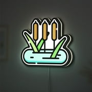 Reed 3D Novelty Light Box for Nature Lovers, Lake House Decor and, Ideal for Botanical Enthusiasts Height 8 inch, 20cm