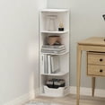 thumbnail image 1 of Reed 4Tier Space Saving Corner Storage Display Shelf White, 1 of 8