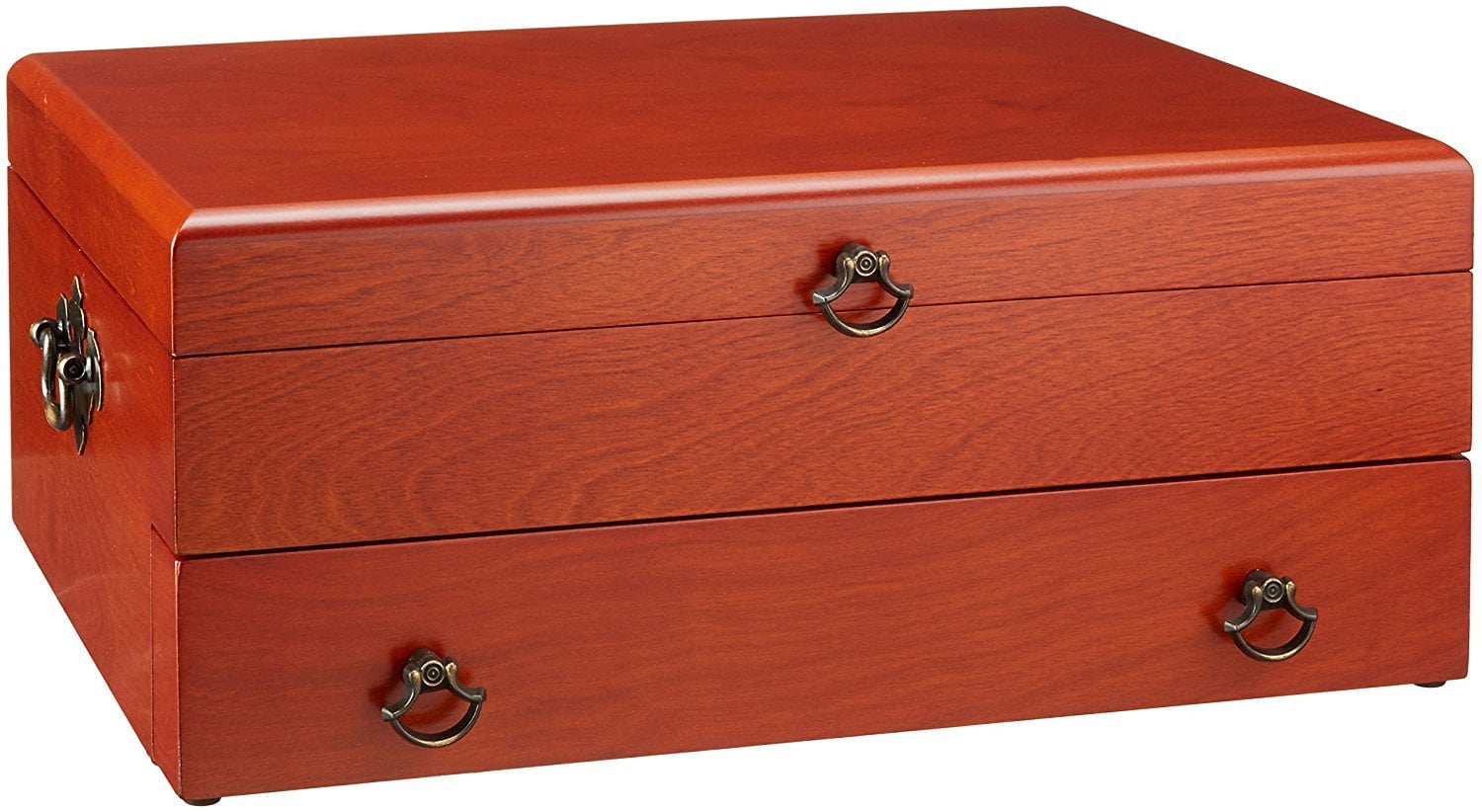 Bristol Cherry Brown Wooden Flatware Chest with Lining