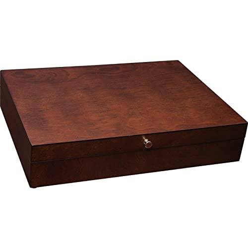 Reed & Barton Flatware Chest Mahogany Finish Brown Tarnish Proof Fabric Lining Brass Lid Hardware
