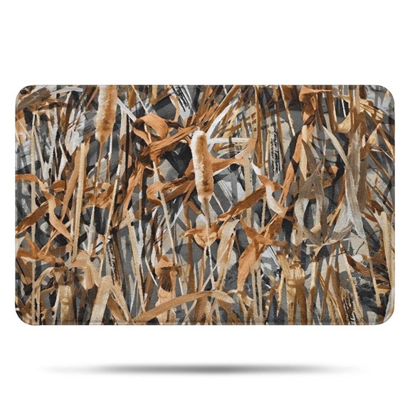 Reed Camo Dry Plants Pattern Bathroom Rugs Mat,Non Slip Microfiber Bathroom Rug,Rubber Backing,Soft Bathroom Mats for Bathroom Floor,Tub and Shower,17x27in(43x68cm)