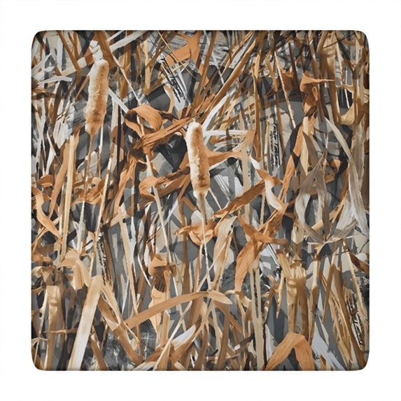 Reed Camo Dry Plants Pattern Square Fitted Tablecloth with Elastic Edge,Square Table Cover,Washable Elastic Table Cover for Home Kitchen Party Decor 34"x34"