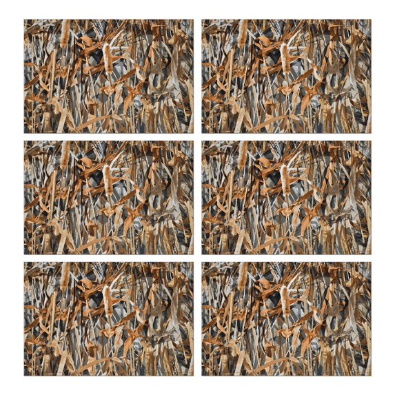 Reed Camo Dry Plants Pattern Summer Placemats Table Placemats Set Of 6-Linen Kitchen Washable Placemats Table Mats 11.8"x17.7" Non-Slip Heat Resistant
