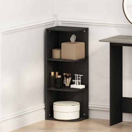 Reed Corner Shelf, 3-Tier Corner Bookshelf, Book Shelf, Corner Shelves, Storage Rack, for Organization and Storage, Home Office, Living Room, Blackwood