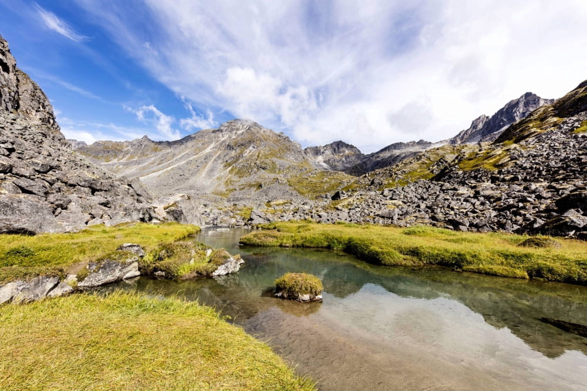 Reed Creek along the Read Lakes Trail in Hatcher Pass in Southcentral Alaska Summer Canvas Art - Ray Bulson Design Pics (19 x 12)