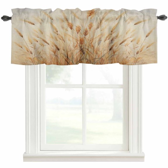 Reed Dandelion Window Valance Curtain Plant Prairie Rod Pocket Short Curtain for Living Room, Bedroom & Kitchen Window Decor 42x12in