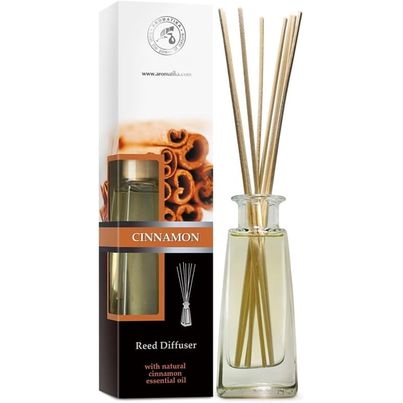 Reed Diffuser Cinnamon 3.4 Fl Oz(100ml) - Room Diffuser with Cinnamon Essential Oil - - Aromarapy Air Freshener - Oil Diffuser - Scented - Cinnamon Aroma