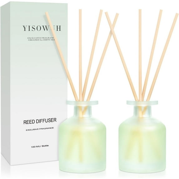Reed Diffuser - Clean Linen 3.38oz (100ml) 2 Pack Essential Oil Reed Diffuser Set with 16 Sticks, Long Lasting Fragrance for Home, Bathroom, Bedroom, Room, Decor