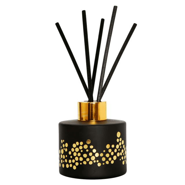 Vivience Fol Oil Reed Diffuser Aromatherapy Diffuser Home Decor, English Pear Freesia, Dots Gold Black