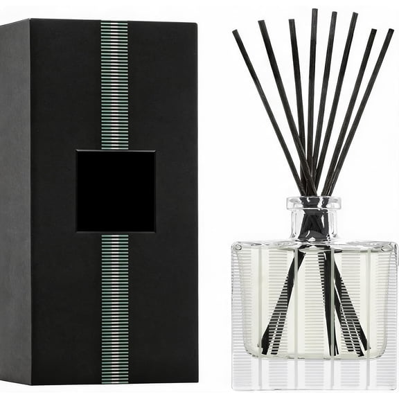 Reed Diffuser Indian Jasmine 5.9 Fl Oz Fragrance for Up to 90 Days Reusable Refillable Glass Holder with 8 Natural Reed Sticks Flame Free