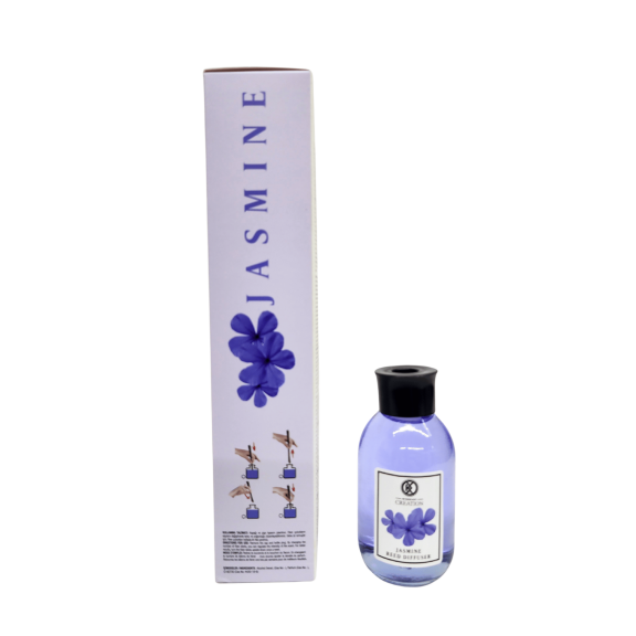 Reed Diffuser with Natural Sticks - Jasmine Scent, 115 ml | Long-Lasting Home Fragrance | Aromatherapy Diffuser for Bedroom, Living Room, Office, Bathroom