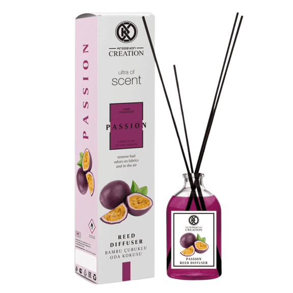 Reed Diffuser Natural Sticks Passion Fruit Scent Home Fragrance Long-Lasting Aromatherapy Diffuser Bedroom Fragrance Living Room Fragrance Office Fragrance Bathroom Fragrance Essential Oils Diffuser