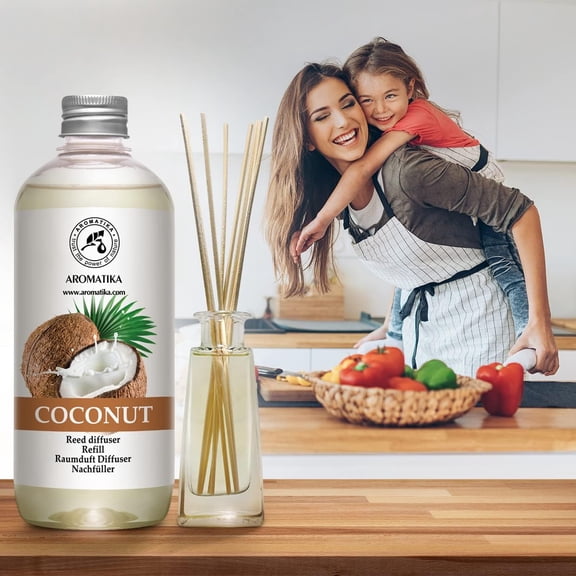 Reed Diffuser Refill Coconut - 2 x 17 Fl Oz - Room Diffuser Refill - Home Fragrance - Air Freshener - Scented Diffuser - Coconut Aroma - Room Fragrance - Coconut Scented Diffuser