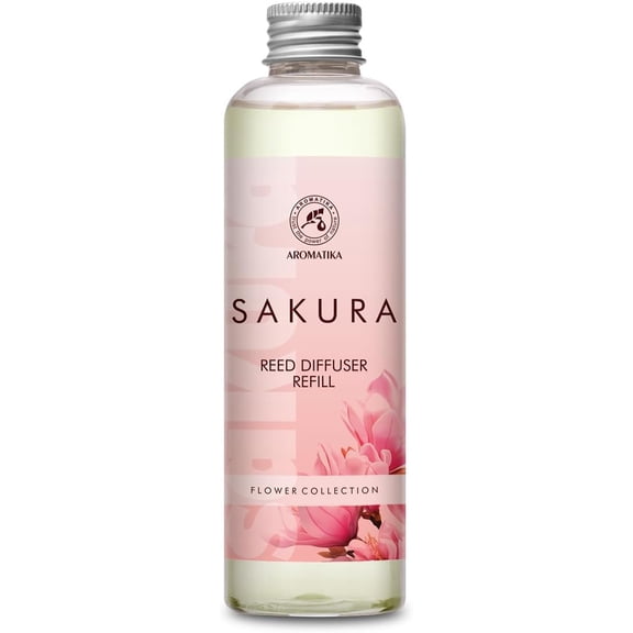 Reed Diffuser Refill Sakura 6.8Fl Oz - Aroma Refill for Reed Diffuser - Home Fragrance Diffuser - Air Freshener - Aromatherapy - Floral Fragrance - Fresh Sakura Aroma