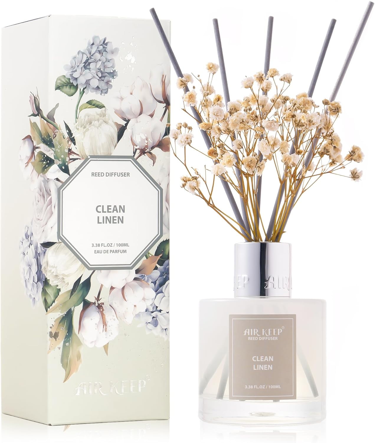 Reed Diffuser Set,3.38 fl oz (100 ml) - Clean Linen Oil Diffusers with ...