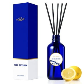 NODEUR Reed Diffuser Set Lemon, Blue Glass Bottle with Natural Reeds, Long-Lasting Aromatherapy Home Fragrance for Home Office Bathroom , 3.7 FL.OZ
