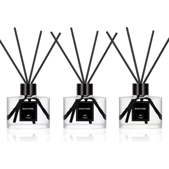 Reed Diffuser Set of 3 for Bathroom Air eners, Oil Diffuser Sticks | Linen, Ocean, Eucalyptus & Mint Scent(1.7 fl oz Each Pack) Fragrance with 12 Sticks Defusers | Shelf Decor