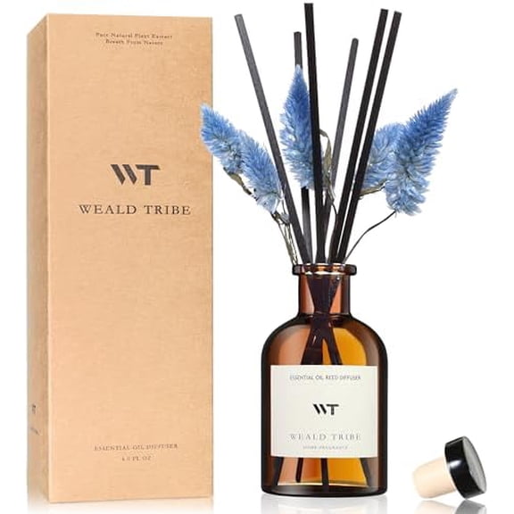 Reed Diffuser Set for Bathroom Air Fresheners, Oil Diffuser Sticks | Sage & Sea Salt Scent 4.0 fl oz Home Fragrance with Sticks Defusers | House Bedroom Office Shelf Decor