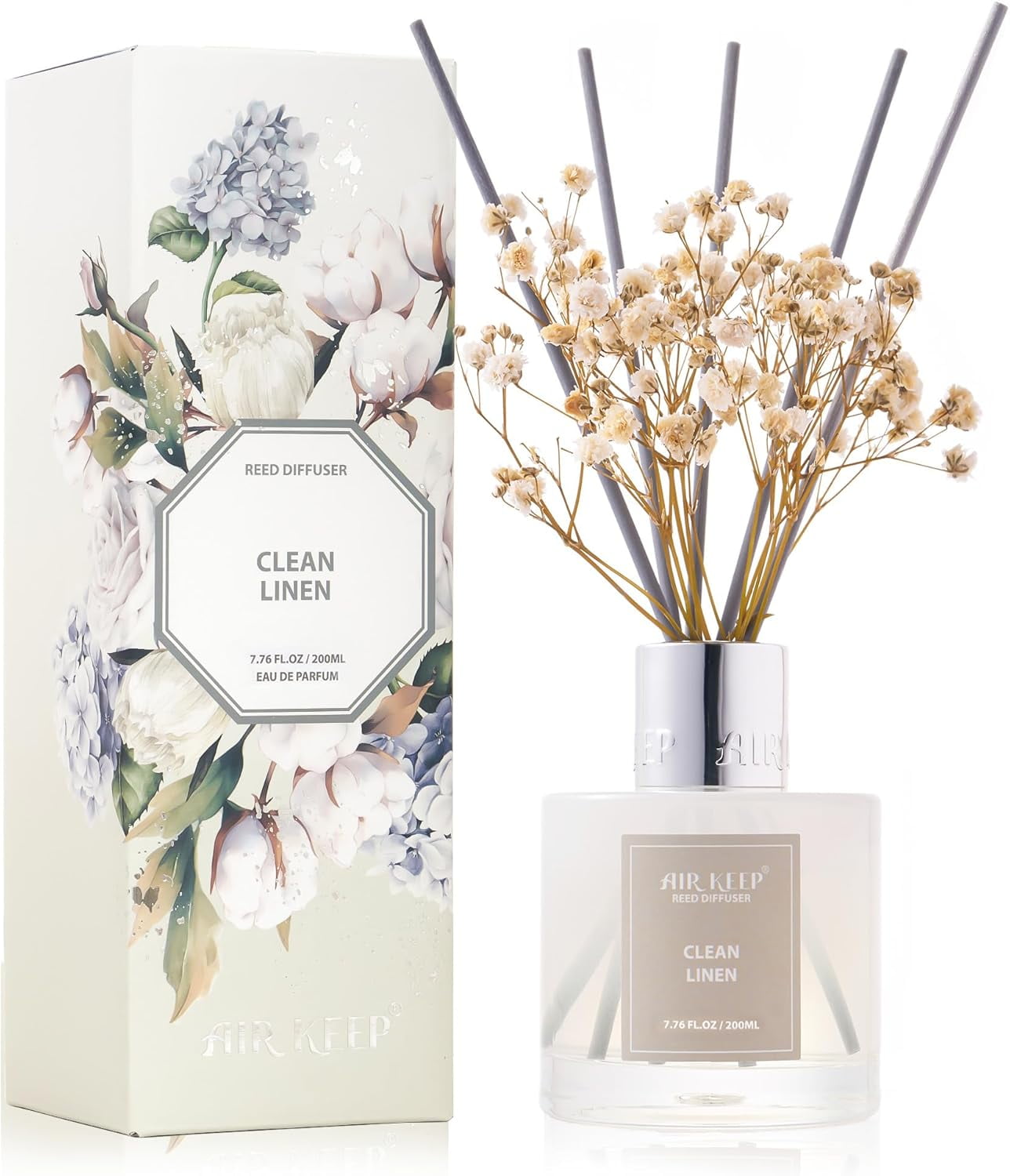 Reed Diffuser Set/Clean Linen/6.76 fl oz(200ml)/1 Pack/Home & Office ...