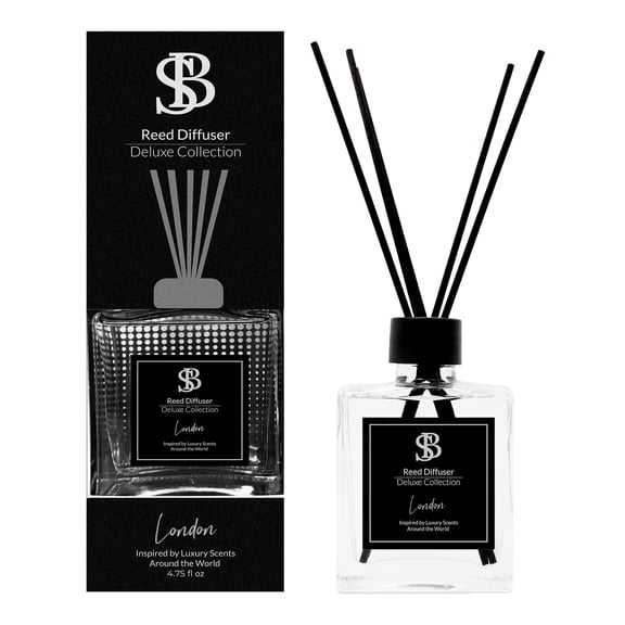 Reed Diffuser Set Deluxe Collection London - Inspired by Pink Sugar Fragrance - 4.75oz - 5 Reed Sticks