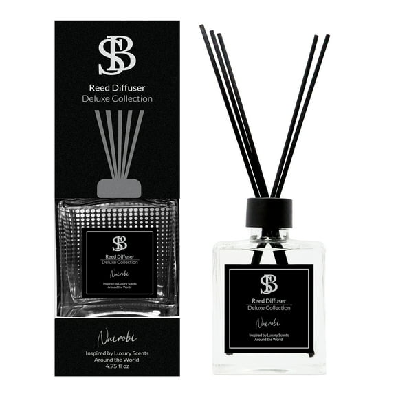 Reed Diffuser Set Deluxe Collection Nairobi - Inspired by Love Spell Fragrance - 4.75oz - 5 Reed Sticks