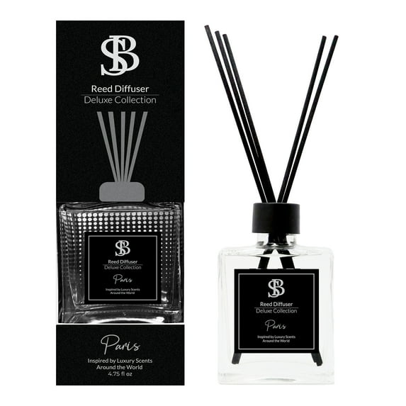 Reed Diffuser Set Deluxe Collection Paris - Rose Petals Fragrance - 4.75oz - 5 Reed Sticks