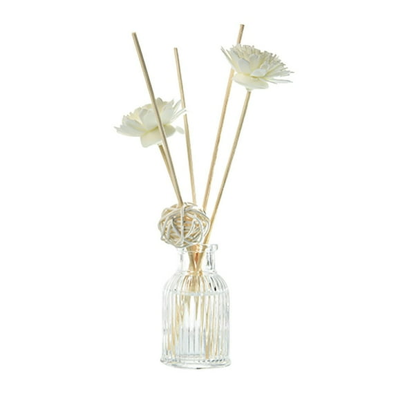 Reed Diffuser Set, Natural Rattan Sticks with Scented Oil and Glass Bottle, Flameless Aromatherapy Diffuser for Home Fragrance, 1Set (1Set) White1