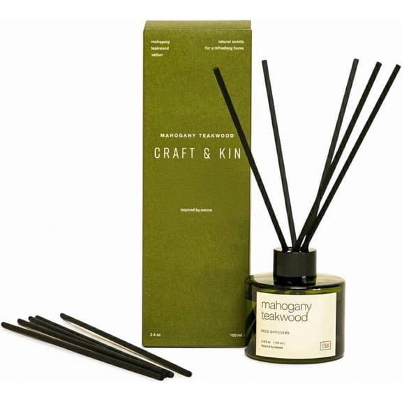 Reed Diffuser Set Oakwood, Mahogany & Vetiver, Reed Diffusers for Home, Fragrance Diffuser Sticks, Oil Diffuser Sticks, Oil Diffuser with Sticks, Reed Diffuser for Men