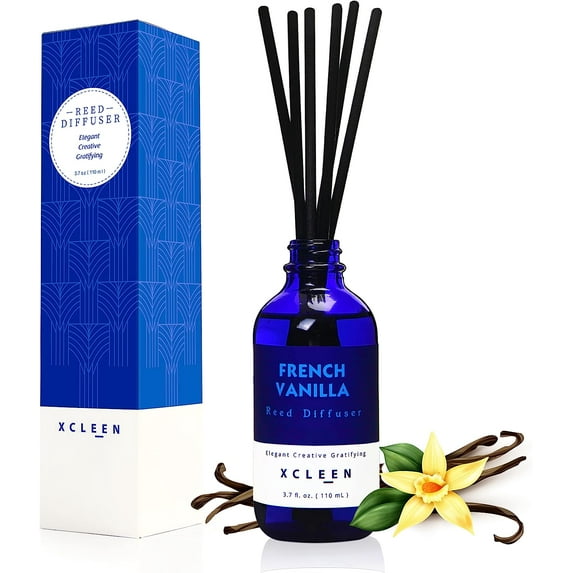 Xcleen Elegant Reed Diffuser Set with Sticks, Vanilla, 3.7 oz