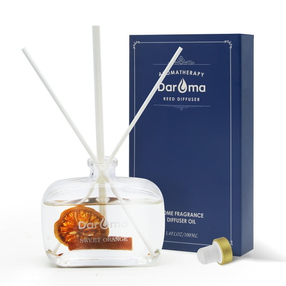 Reed Diffuser Set With Sticks, Daroma Dried Flowers Aromatherapy Reed Diffuser with Nature Essential Oil, Fragrance Scent Diffuser for Home Décor & Office, for Christmas, Sweet Orange
