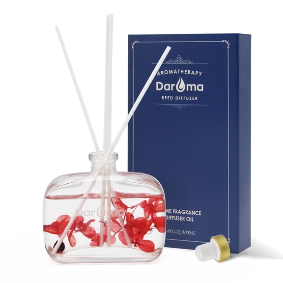 Reed Diffuser Set with Sticks, Daroma Dry Flowers Aromatherapy Reed Diffuser with Nature Essential Oil, Fragrance Scent Diffuser for Home Dcor & Office, for Birthday, Christmas, Rose